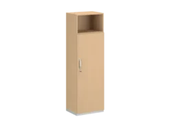 Armoire mélaminé FrameOne II - h. 191,5 x l. 60 cm - 4 tablettes - porte battante + niche ouverte