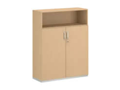 Armoire mélaminé FrameOne II - h. 154 x l. 120 cm - 2 tablettes - portes battantes + niche ouverte
