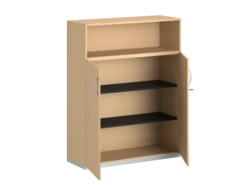 Armoire mélaminé FrameOne II - h. 154 x l. 120 cm - 2 tablettes - portes battantes + niche ouverte