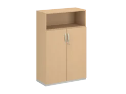 Armoire mélaminé FrameOne II - h. 154 x l. 100 cm - 2 tablettes - portes battantes + niche ouverte