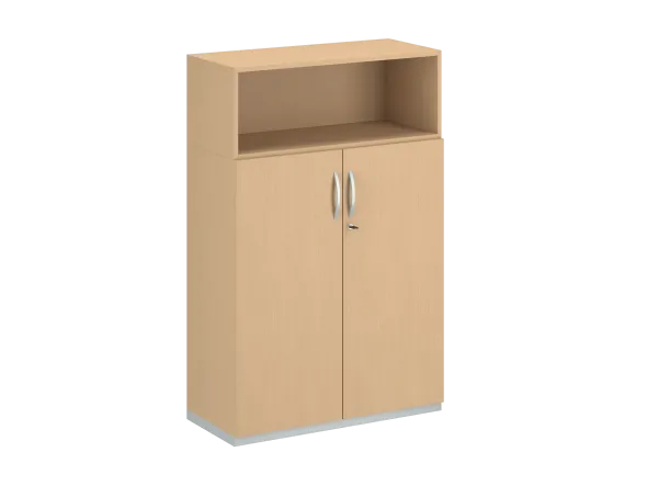 Armoire mélaminé FrameOne II - h. 154 x l. 100 cm - 2 tablettes - portes battantes + niche ouverte