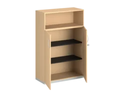 Armoire mélaminé FrameOne II - h. 154 x l. 100 cm - 2 tablettes - portes battantes + niche ouverte