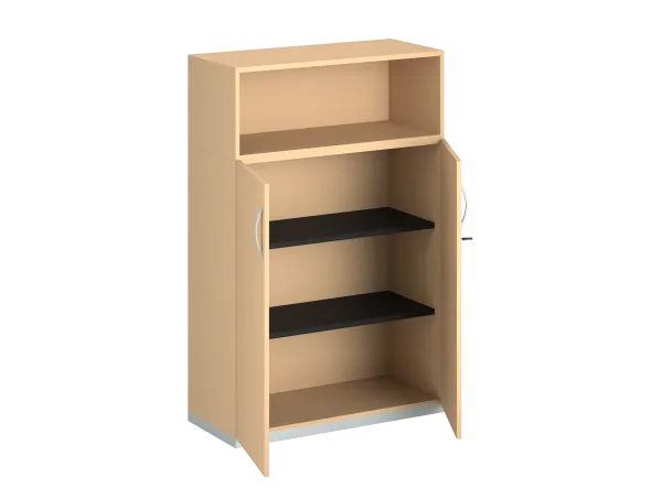 Armoire mélaminé FrameOne II - h. 154 x l. 100 cm - 2 tablettes - portes battantes + niche ouverte