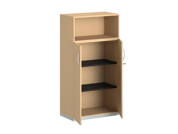 Armoire mélaminé FrameOne II - h. 154 x l. 80 cm - 2 tablettes - portes battantes + niche ouverte