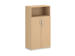 Armoire mélaminé FrameOne II - h. 154 x l. 80 cm - 2 tablettes - portes battantes + niche ouverte
