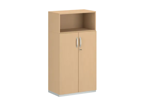 Armoire mélaminé FrameOne II - h. 154 x l. 80 cm - 2 tablettes - portes battantes + niche ouverte