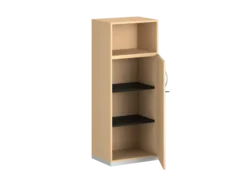 Armoire mélaminé FrameOne II - h. 154 x l. 60 cm - 2 tablettes - porte battante + niche ouverte