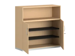 Armoire mélaminé FrameOne II - h. 116,5 x l. 120 cm - 2 tablettes - portes battantes + niche ouverte