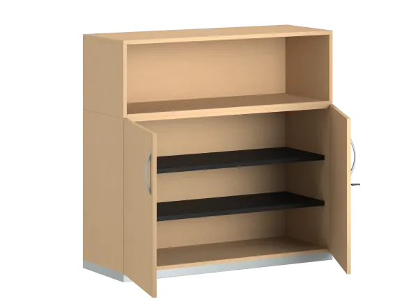 Armoire mélaminé FrameOne II - h. 116,5 x l. 120 cm - 2 tablettes - portes battantes + niche ouverte