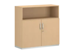Armoire mélaminé FrameOne II - h. 116,5 x l. 120 cm - 2 tablettes - portes battantes + niche ouverte