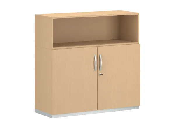 Armoire mélaminé FrameOne II - h. 116,5 x l. 120 cm - 2 tablettes - portes battantes + niche ouverte