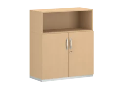 Armoire mélaminé FrameOne II - h. 116,5 x l. 100 cm - 2 tablettes - portes battantes + niche ouverte