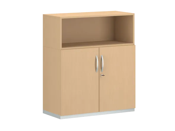 Armoire mélaminé FrameOne II - h. 116,5 x l. 100 cm - 2 tablettes - portes battantes + niche ouverte