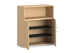 Armoire mélaminé FrameOne II - h. 116,5 x l. 100 cm - 2 tablettes - portes battantes + niche ouverte