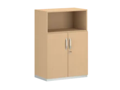 Armoire mélaminé FrameOne II - h. 116,5 x l. 80 cm - 2 tablettes - portes battantes + niche ouverte