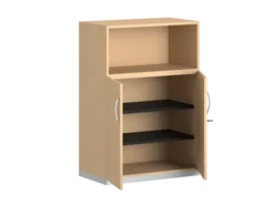 Armoire mélaminé FrameOne II - h. 116,5 x l. 80 cm - 2 tablettes - portes battantes + niche ouverte