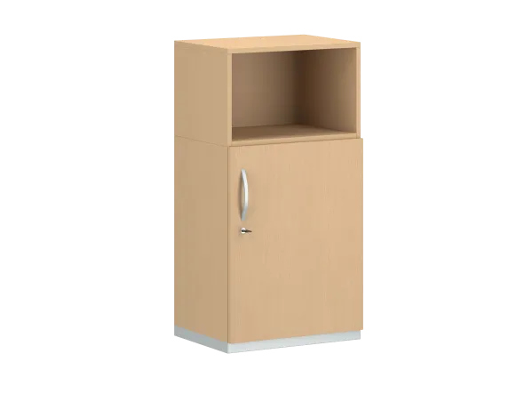 Armoire mélaminé FrameOne II - h. 116,5 x l. 60 cm - 2 tablettes - porte battante + niche ouverte