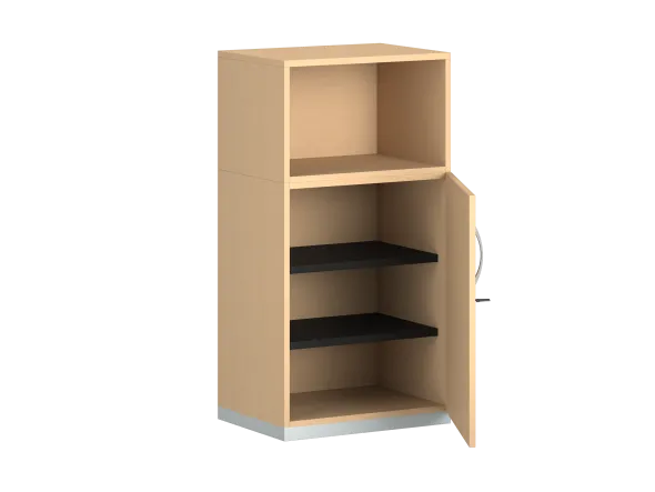 Armoire mélaminé FrameOne II - h. 116,5 x l. 60 cm - 2 tablettes - porte battante + niche ouverte