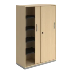 Armoire mélaminé FrameOne II - h. 154 x l. 100 cm - 8 demi-tablettes - portes coulissantes