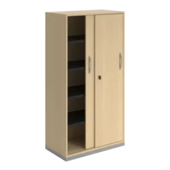 Armoire mélaminé FrameOne II - h. 154 x l. 80 cm - 4 tablettes - portes coulissantes