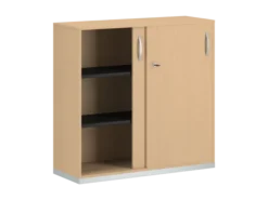 Armoire mélaminé FrameOne II - h. 116,5 x l. 120 cm - 4 demi-tablettes - portes coulissantes