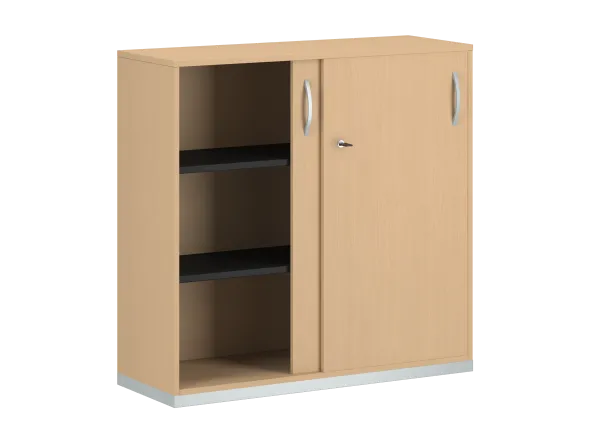 Armoire mélaminé FrameOne II - h. 116,5 x l. 120 cm - 4 demi-tablettes - portes coulissantes