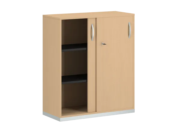 Armoire mélaminé FrameOne II - h. 116,5 x l. 100 cm - 4 demi-tablettes - portes coulissantes