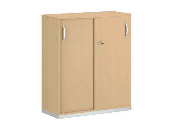Armoire mélaminé FrameOne II - h. 116,5 x l. 100 cm - 4 demi-tablettes - portes coulissantes