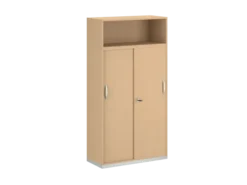 Armoire mélaminé FrameOne II - h. 191,5 x l. 100 cm - 8 demi-tablettes - portes coulissantes + niche ouverte