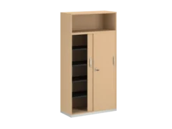 Armoire mélaminé FrameOne II - h. 191,5 x l. 100 cm - 8 demi-tablettes - portes coulissantes + niche ouverte