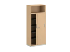 Armoire mélaminé FrameOne II - h. 191,5 x l. 80 cm - 4 tablettes - portes coulissantes + niche ouverte