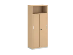 Armoire mélaminé FrameOne II - h. 191,5 x l. 80 cm - 4 tablettes - portes coulissantes + niche ouverte