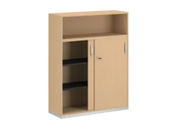 Armoire mélaminé FrameOne II - h. 154 x l. 120 cm - 4 demi-tablettes - portes coulissantes + niche ouverte