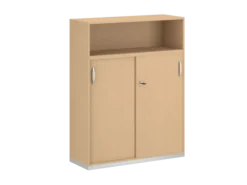 Armoire mélaminé FrameOne II - h. 154 x l. 120 cm - 4 demi-tablettes - portes coulissantes + niche ouverte