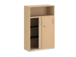 Armoire mélaminé FrameOne II - h. 154 x l. 100 cm - 4 demi-tablettes - portes coulissantes + niche ouverte