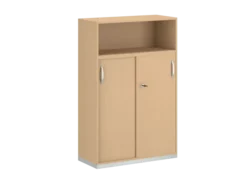 Armoire mélaminé FrameOne II - h. 154 x l. 100 cm - 4 demi-tablettes - portes coulissantes + niche ouverte