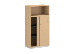 Armoire mélaminé FrameOne II - h. 154 x l. 80 cm - 2 tablettes - portes coulissantes + niche ouverte