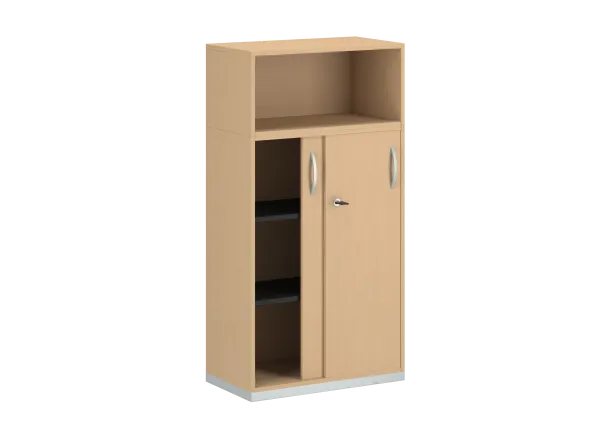 Armoire mélaminé FrameOne II - h. 154 x l. 80 cm - 2 tablettes - portes coulissantes + niche ouverte
