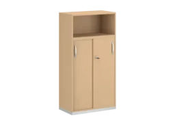 Armoire mélaminé FrameOne II - h. 154 x l. 80 cm - 2 tablettes - portes coulissantes + niche ouverte