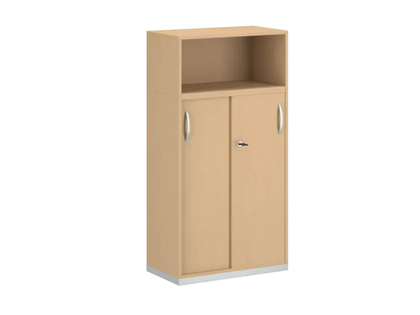 Armoire mélaminé FrameOne II - h. 154 x l. 80 cm - 2 tablettes - portes coulissantes + niche ouverte