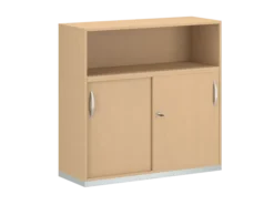 Armoire mélaminé FrameOne II - h. 116,5 x l. 120 cm - 4 demi-tablettes - portes coulissantes + niche ouverte
