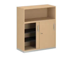 Armoire mélaminé FrameOne II - h. 116,5 x l. 100 cm - 4 demi-tablettes - portes coulissantes + niche ouverte