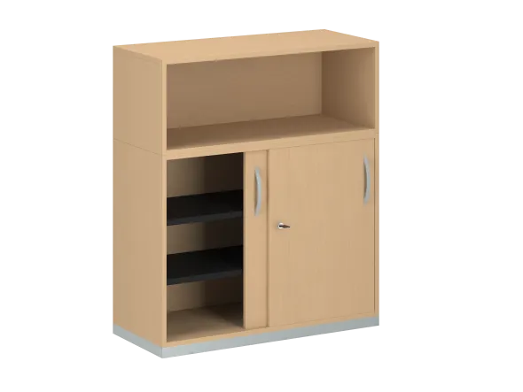Armoire mélaminé FrameOne II - h. 116,5 x l. 100 cm - 4 demi-tablettes - portes coulissantes + niche ouverte