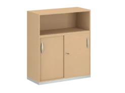 Armoire mélaminé FrameOne II - h. 116,5 x l. 100 cm - 4 demi-tablettes - portes coulissantes + niche ouverte