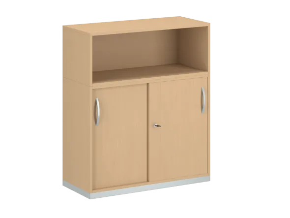 Armoire mélaminé FrameOne II - h. 116,5 x l. 100 cm - 4 demi-tablettes - portes coulissantes + niche ouverte