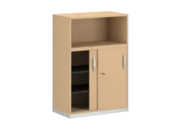 Armoire mélaminé FrameOne II - h. 116,5 x l. 80 cm - 2 tablettes - portes coulissantes + niche ouverte