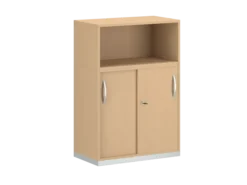 Armoire mélaminé FrameOne II - h. 116,5 x l. 80 cm - 2 tablettes - portes coulissantes + niche ouverte