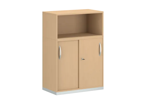 Armoire mélaminé FrameOne II - h. 116,5 x l. 80 cm - 2 tablettes - portes coulissantes + niche ouverte