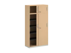 Armoire mélaminé FrameOne II - h. 191,5 x l. 100 cm - 8 demi-tablettes - portes coulissantes + niche fermée