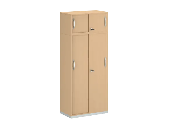 Armoire mélaminé FrameOne II - h. 191,5 x l. 80 cm - 4 tablettes - portes coulissantes + niche fermée